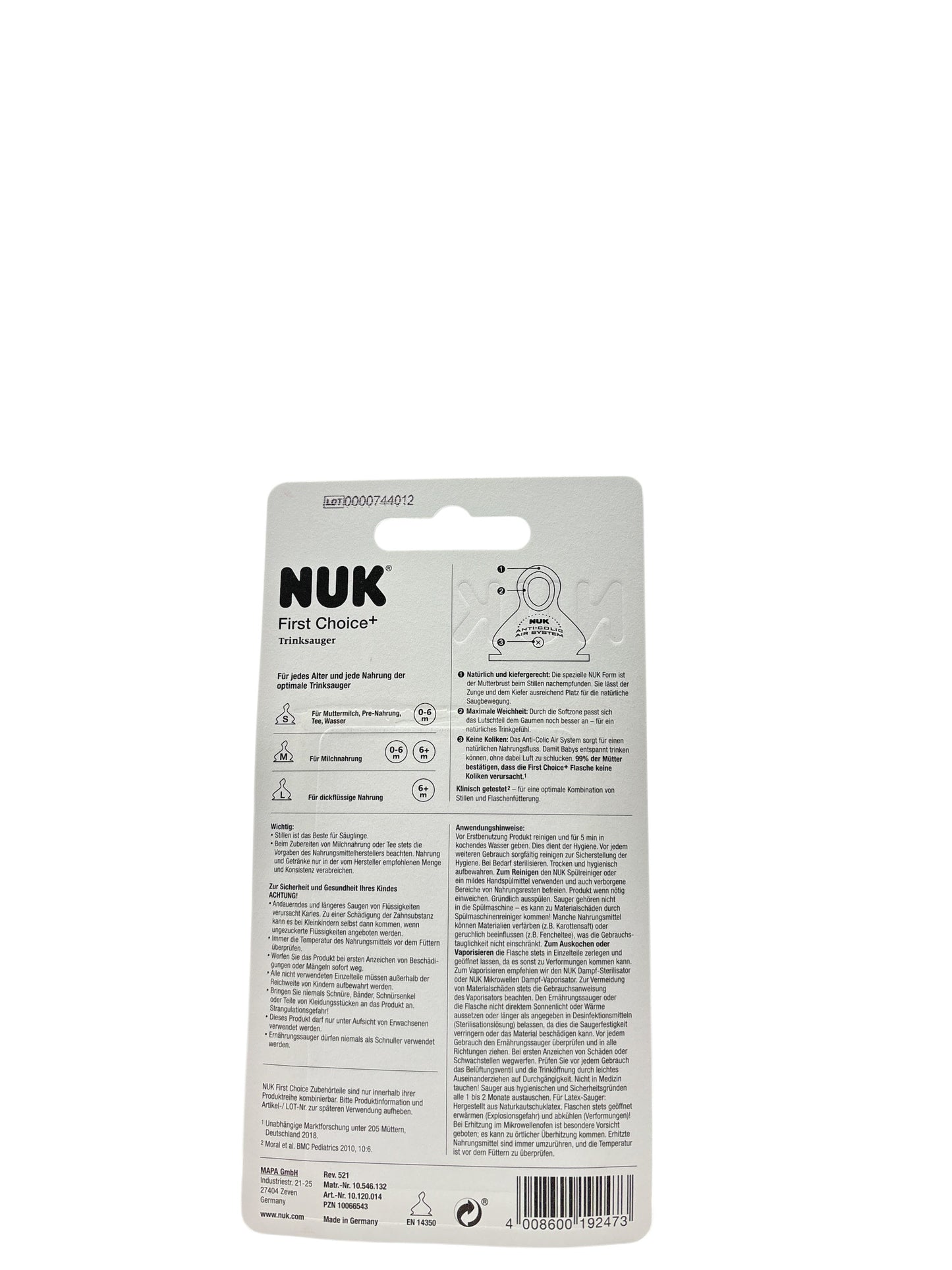NUK First Choice Plus Latex-Trinksauger Gr.1 (M) 0-6 Monate