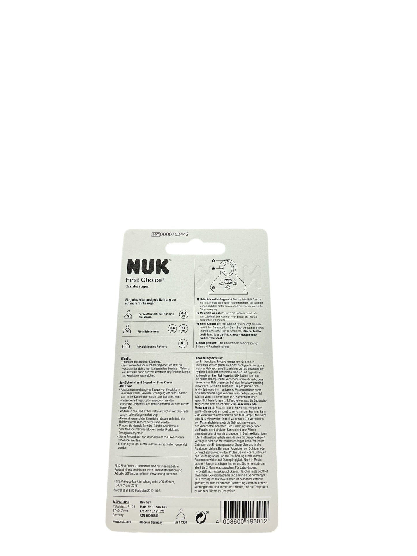 NUK First Choice Plus Latex-Trinksauger Gr.2 (M) 6-18 Monate