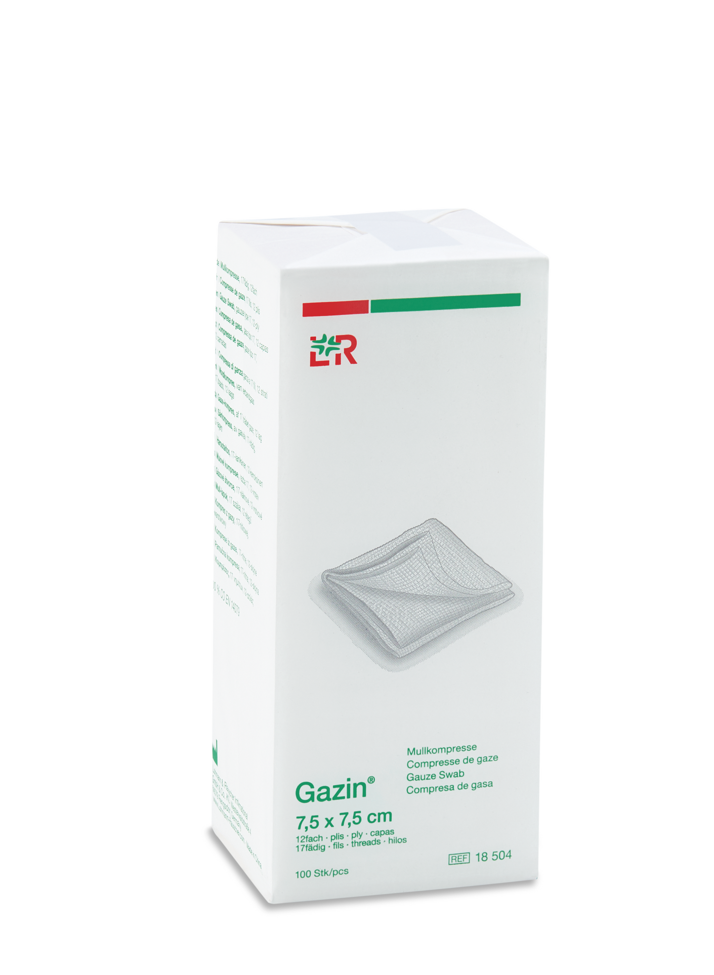 Lohmann & Rauscher Gazin Mullkompresse 7,5 x 7,5cm, 12fach, 17fädig unsteril