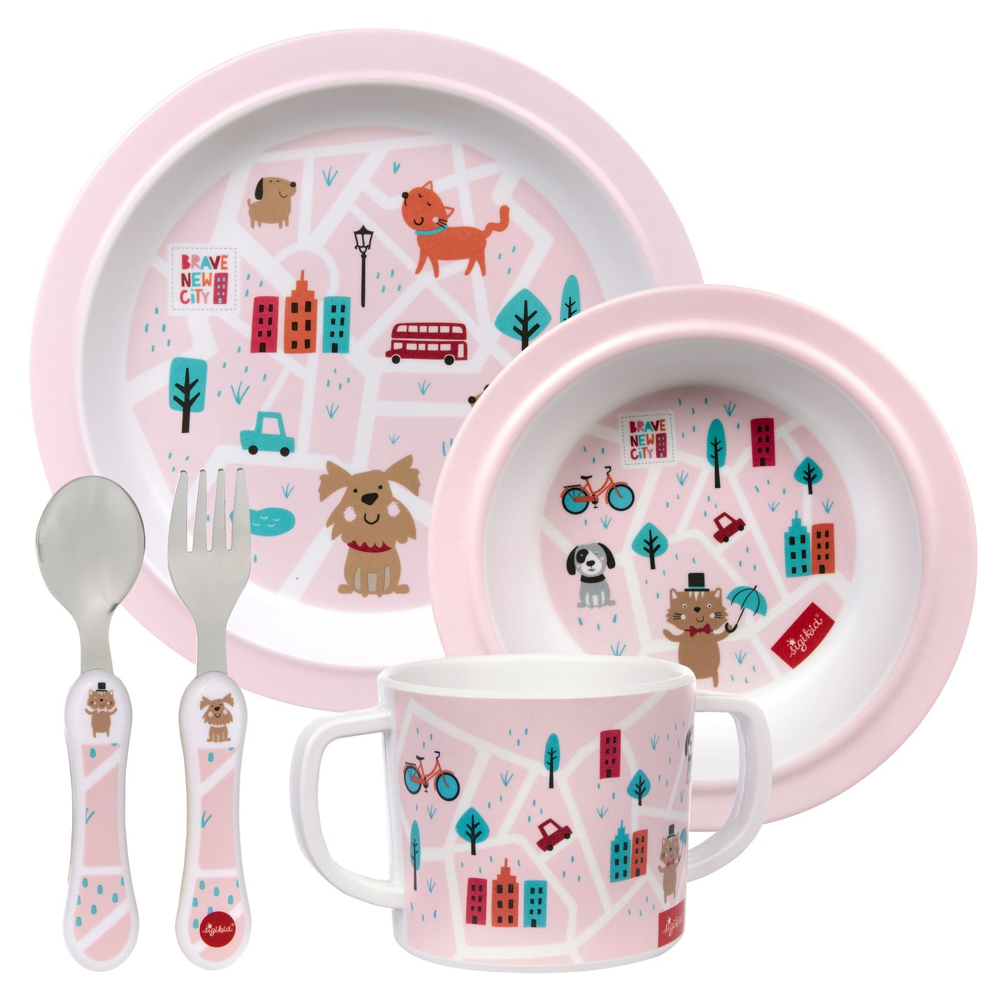 SIGIKID Melamin-Geschirrset Hund Rosa Geschenkset