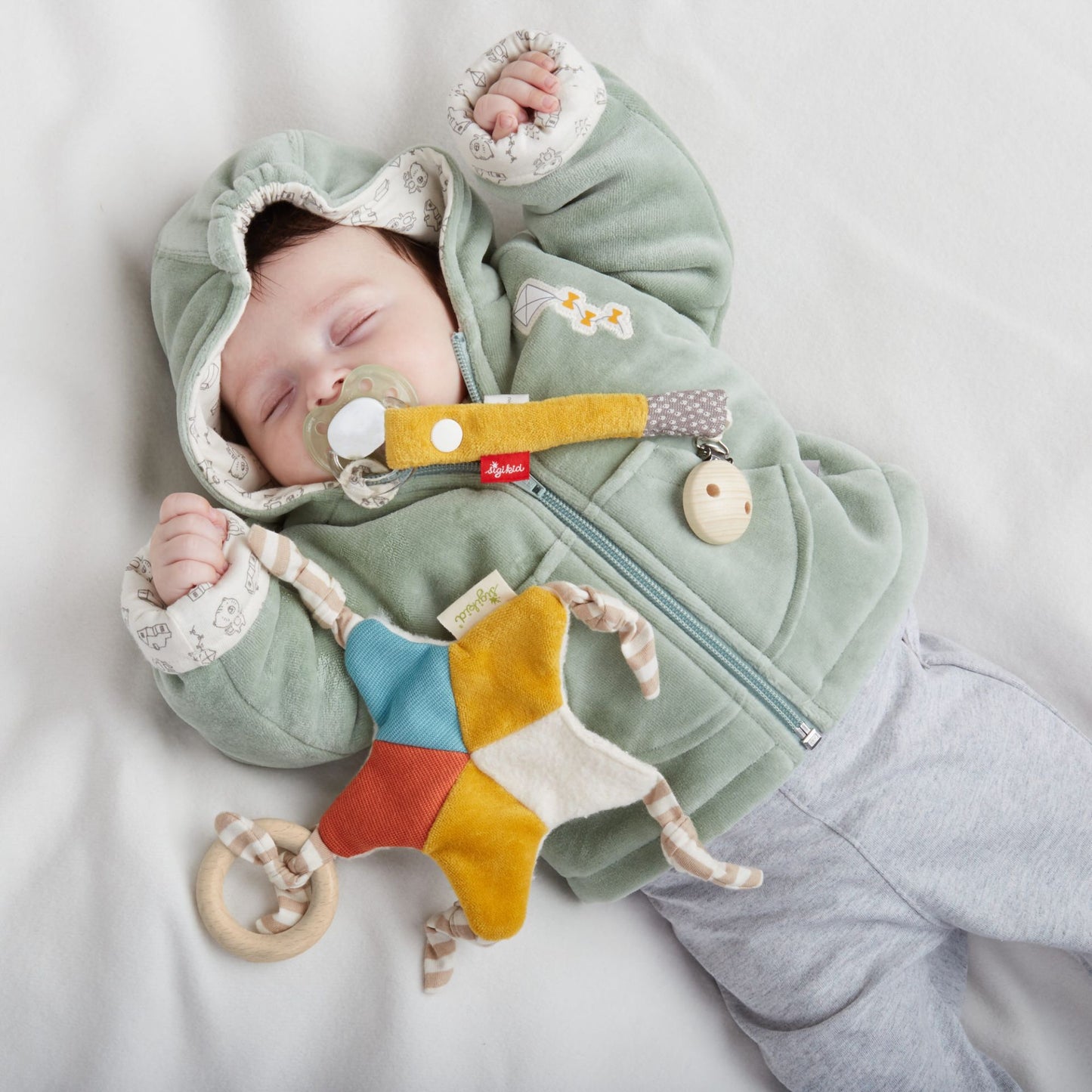 SIGIKID Baby Schnuffeltuch Stern, Green Collection