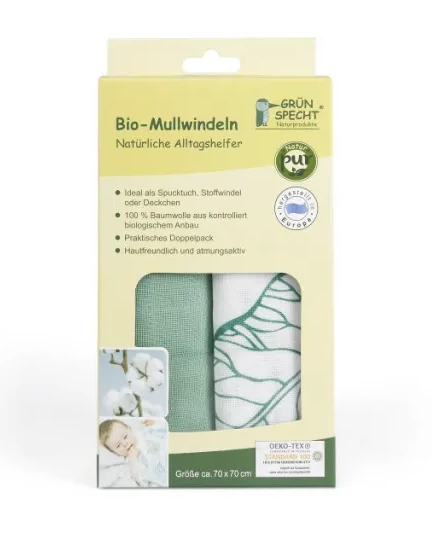 GRÜNSPECHT Bio-Mullwindeln 2er Pack 70 x 70 cm