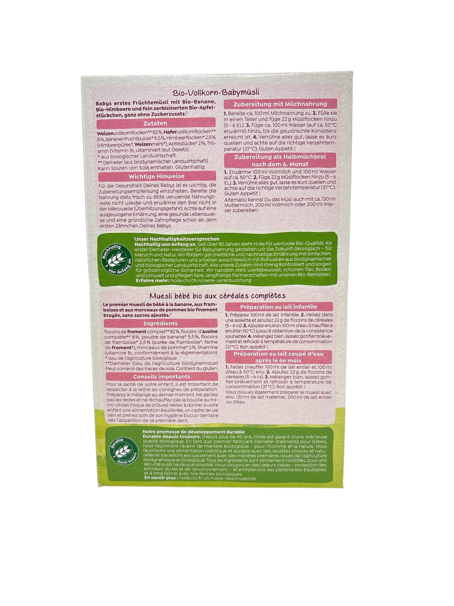 HOLLE Bio-Vollkorn Babymüsli 250g ab 6. Monat