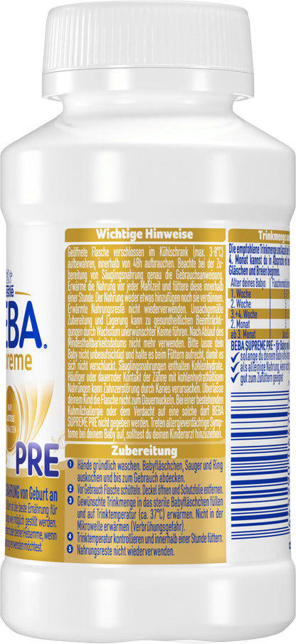 Nestlé BEBA Supreme PRE Anfangsmilch trinkfertig 12 x 200 ml(2,4L)
