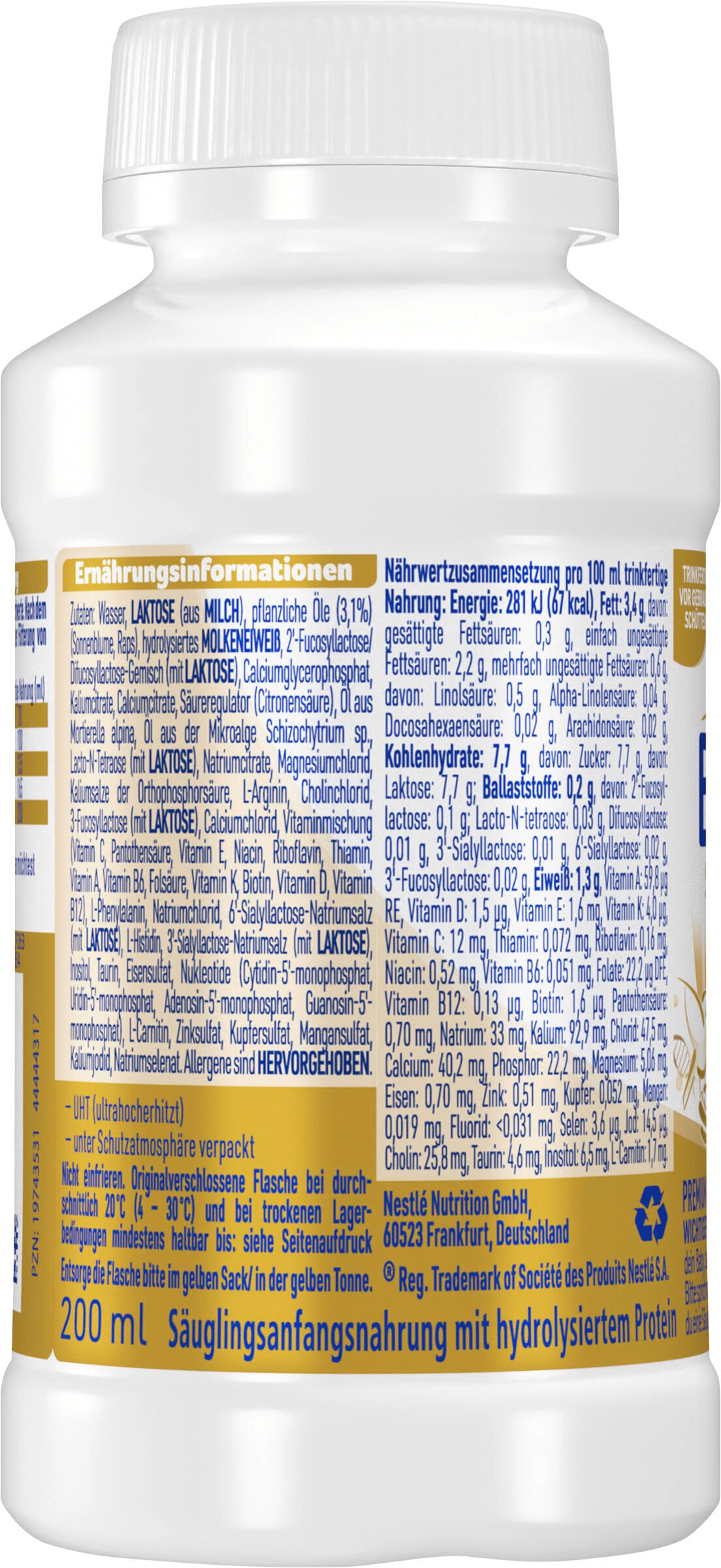 Nestlé BEBA Supreme PRE Anfangsmilch trinkfertig 12 x 200 ml(2,4L)