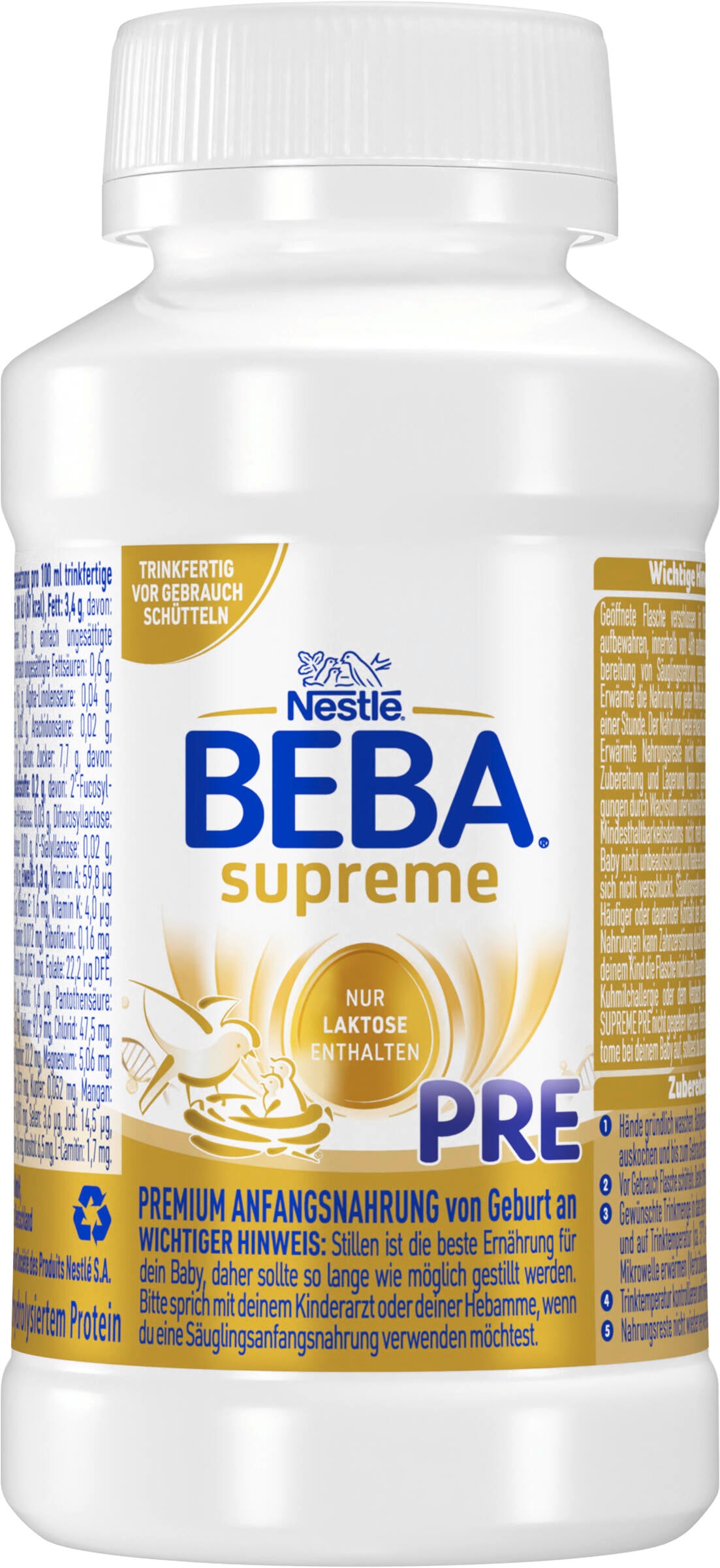 Nestlé BEBA Supreme PRE Anfangsmilch trinkfertig 12 x 200 ml(2,4L)