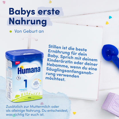 Humana 1 Anfangsmilch, von Geburt an 4 x 750 g (3,0 kg)