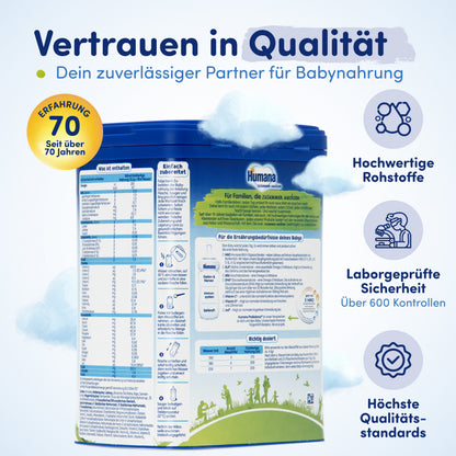Humana 2 Folgemilch, nach dem 6. Monat, 4 x 750g (3 kg)