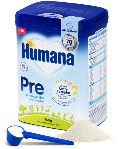 Humana PRE Anfangsmilch, von Geburt an 4 x 750g (3,kg)