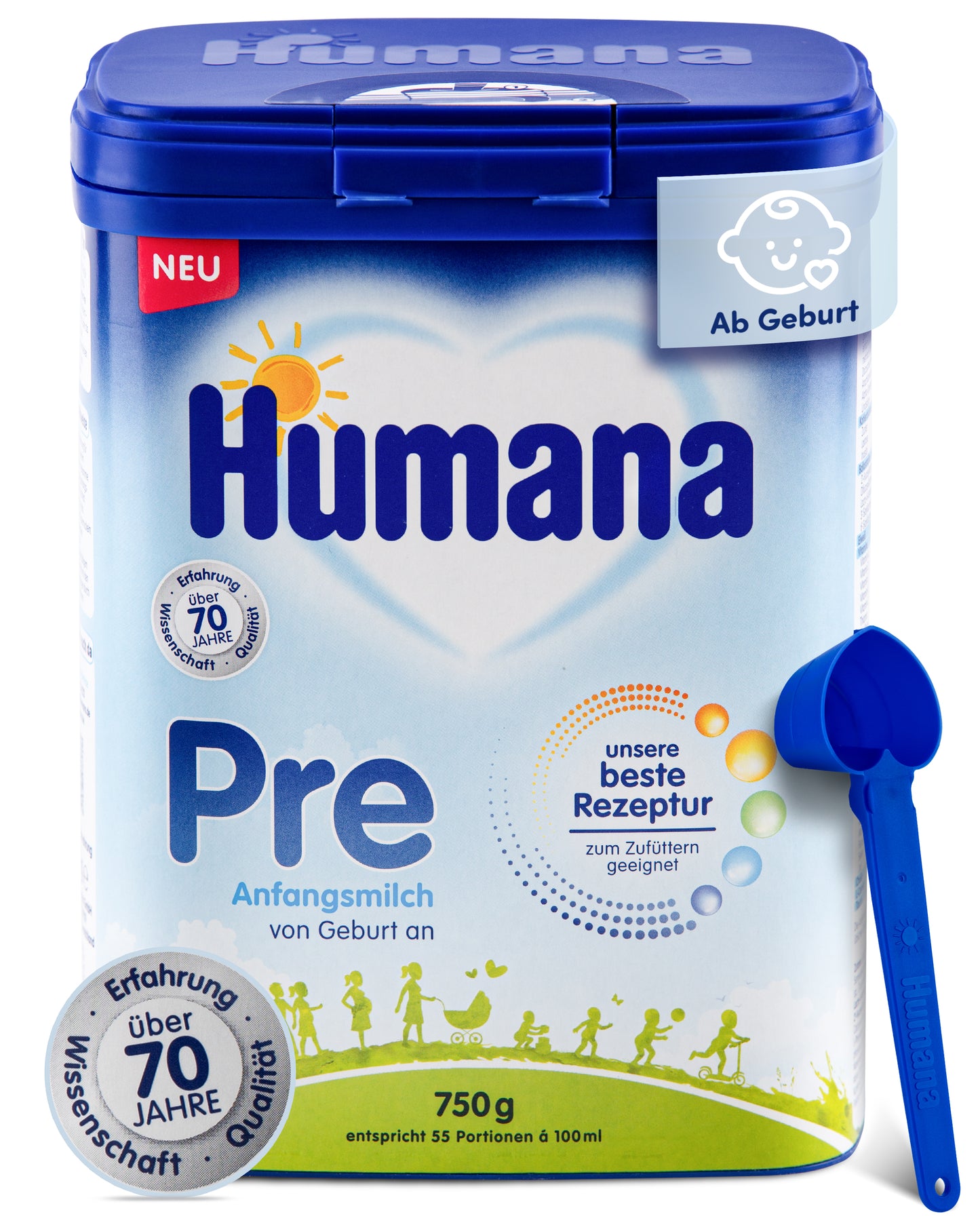 Humana PRE Anfangsmilch, von Geburt an 4 x 750g (3,kg)