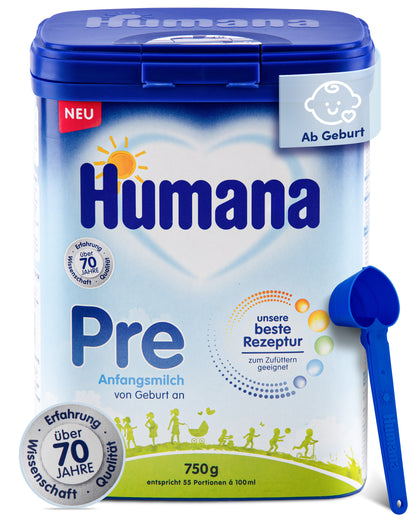 Humana PRE Anfangsmilch, von Geburt an 4 x 750g (3,kg)