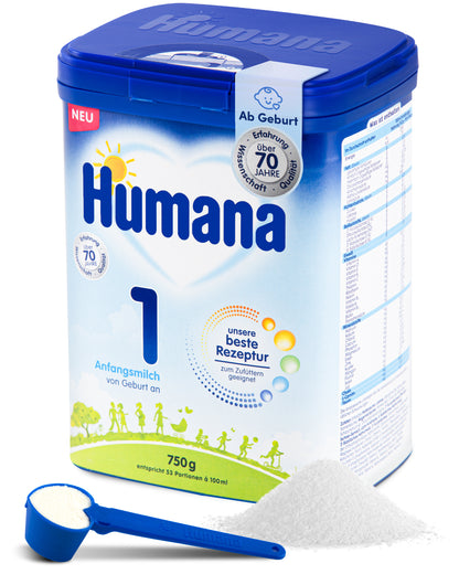 Humana 1 Anfangsmilch, von Geburt an 4 x 750 g (3,0 kg)