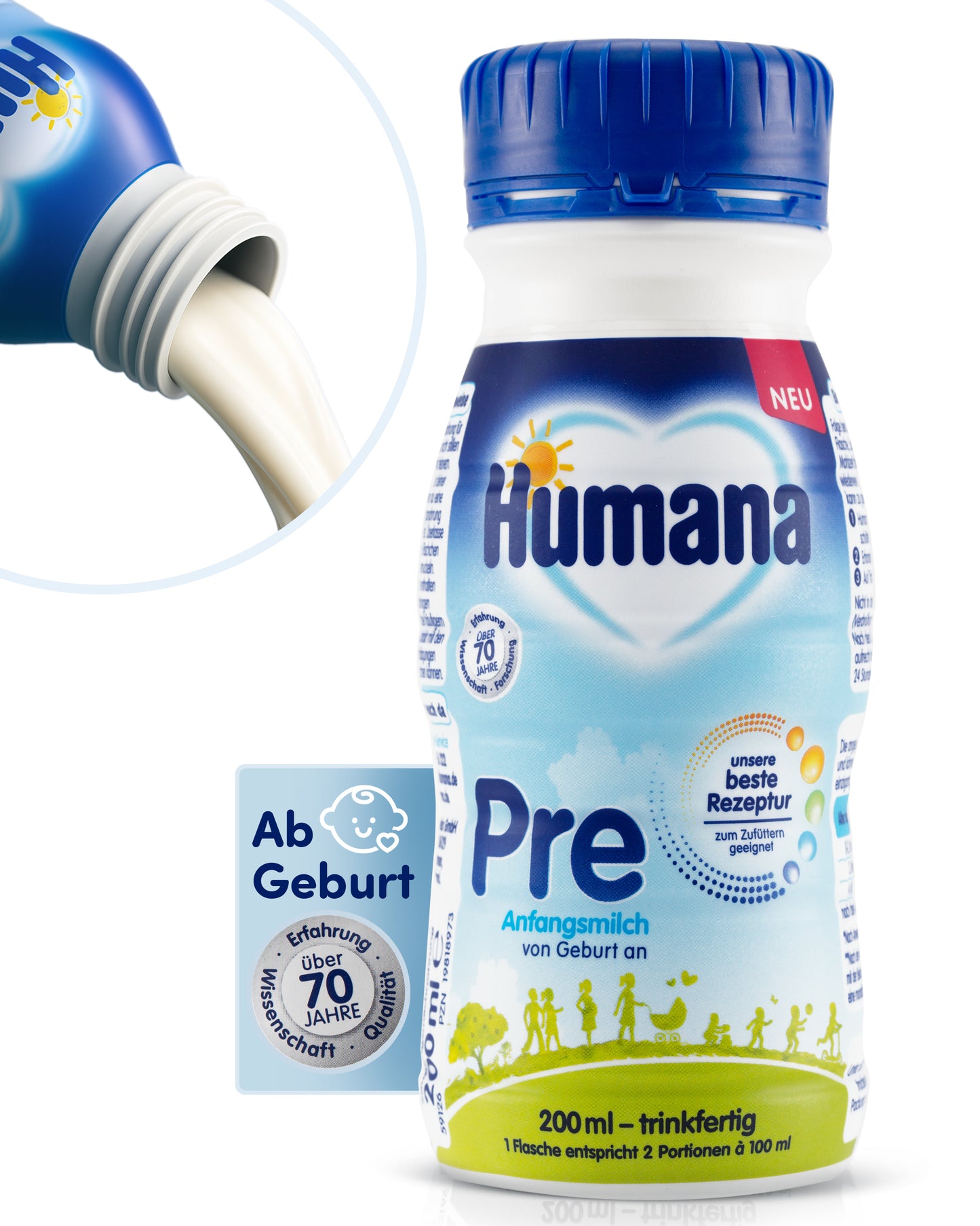 Humana Anfangsmilch PRE trinkfertig 6 x 200 ml (1,2 L)
