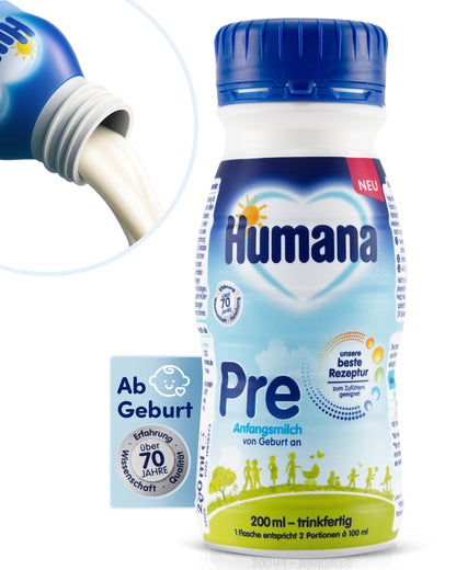Humana Anfangsmilch PRE trinkfertig 6 x 200 ml (1,2 L)