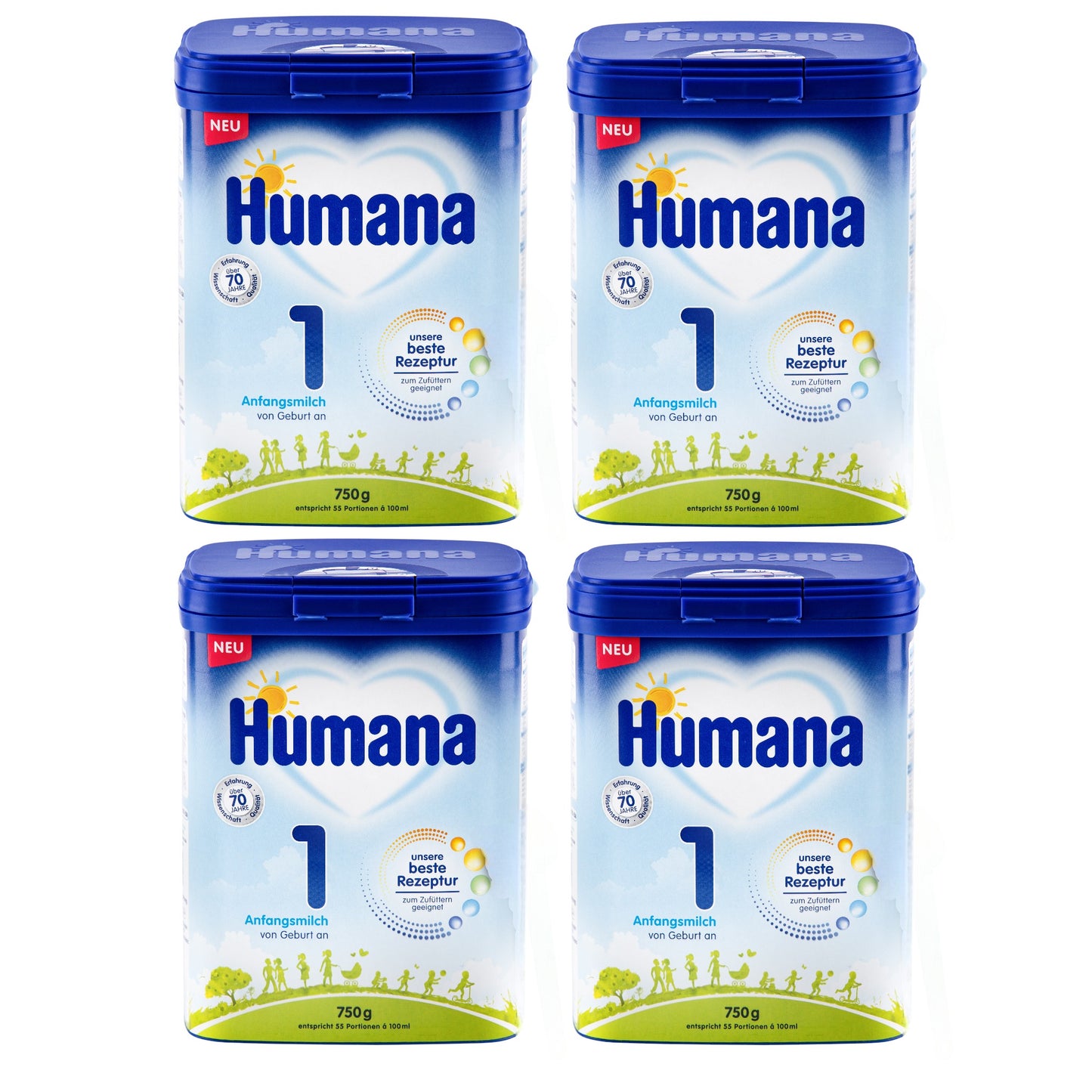 Humana 1 Anfangsmilch, von Geburt an 4 x 750 g (3,0 kg)