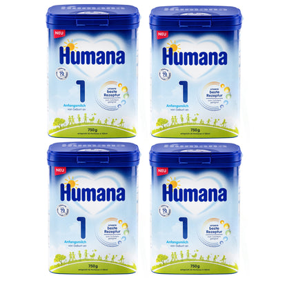 Humana 1 Anfangsmilch, von Geburt an 4 x 750 g (3,0 kg)