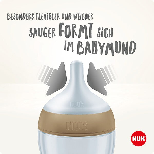 NUK Perfect Match Babyflasche, 260 ml, ab 3. Monate BPA-frei, Anti-Colic, mit Temperature Control, Beige