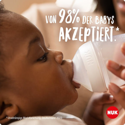 NUK Perfect Match Babyflasche, 260 ml, ab 3. Monate BPA-frei, Anti-Colic, mit Temperature Control, Beige