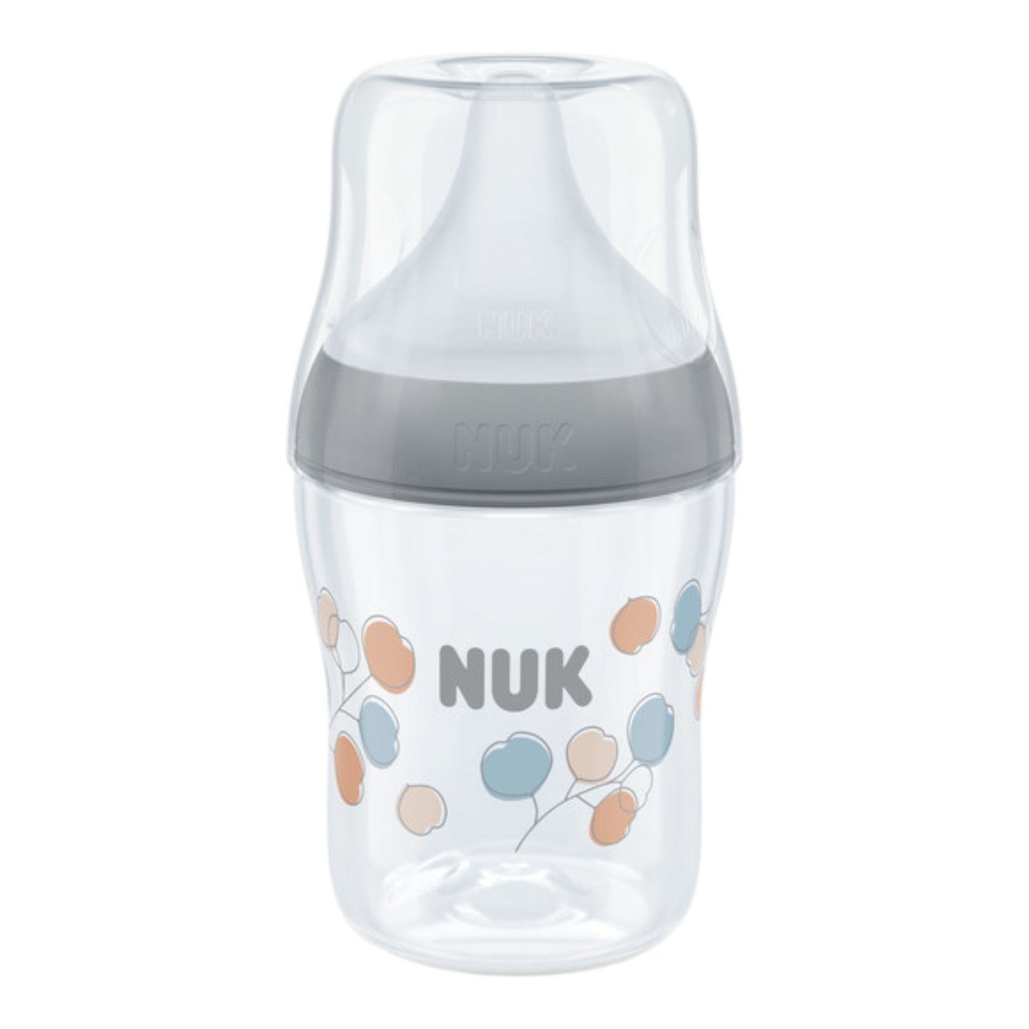 NUK Perfect Match Babyflasche, 150 ml, ab 0 Monate BPA-frei, Anti-Colic, mit Temperature Control, Grau