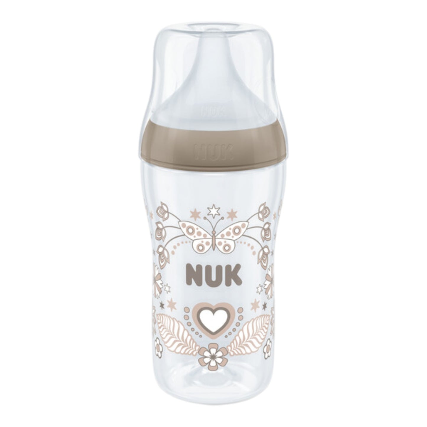NUK Perfect Match Babyflasche, 260 ml, ab 3. Monate BPA-frei, Anti-Colic, mit Temperature Control, Beige