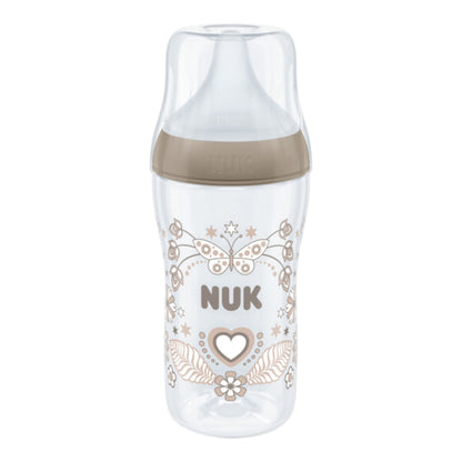 NUK Perfect Match Babyflasche, 260 ml, ab 3. Monate BPA-frei, Anti-Colic, mit Temperature Control, Beige