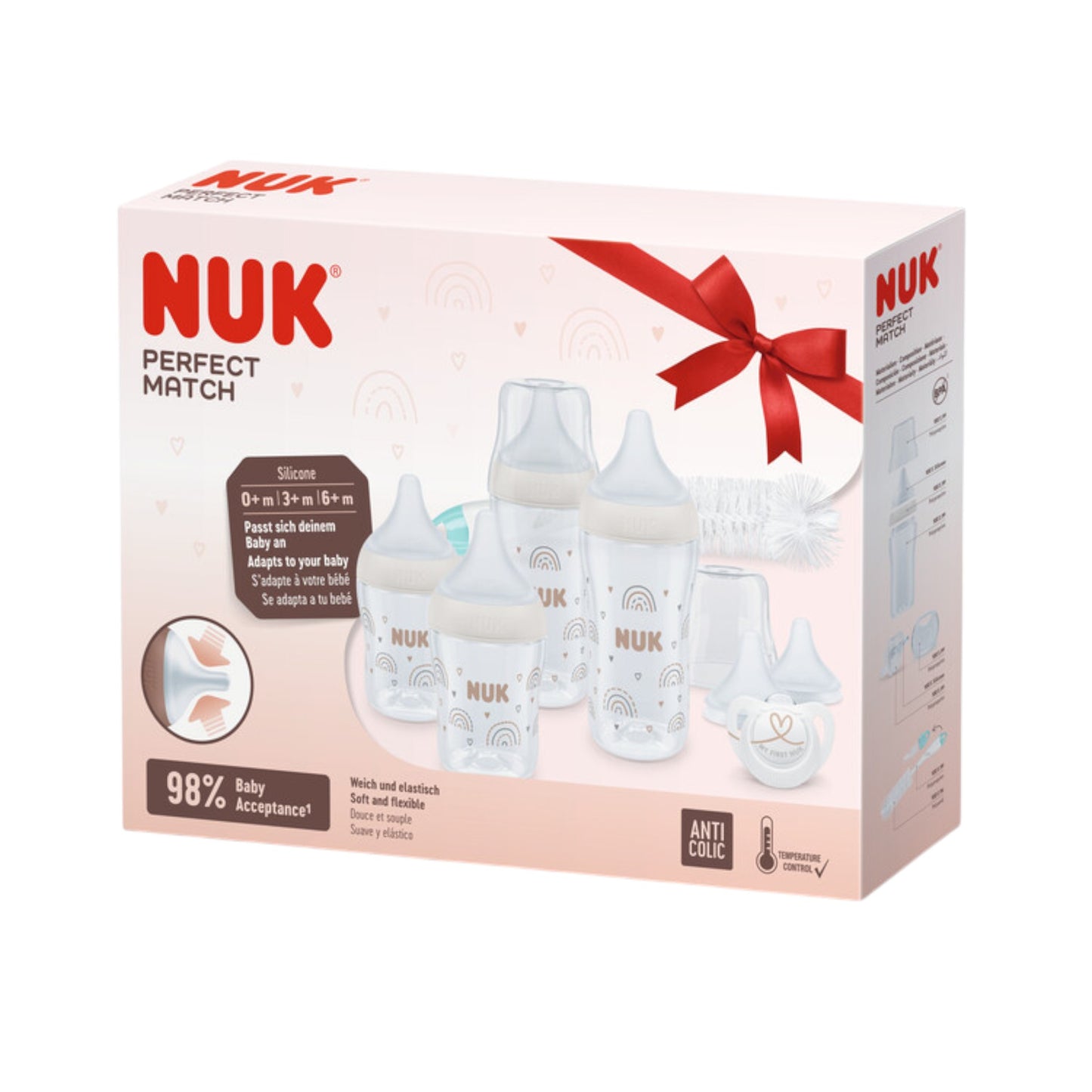 NUK Perfect Match Babyflaschen Start-Set, Anti-Colic, mit Temperature Control, Weiss