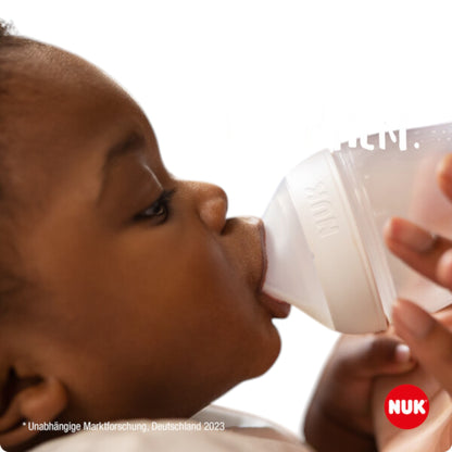 NUK Perfect Match Babyflaschen 3er-Set, 260ml Anti-Colic, mit Temperature Control Grau/Weiss