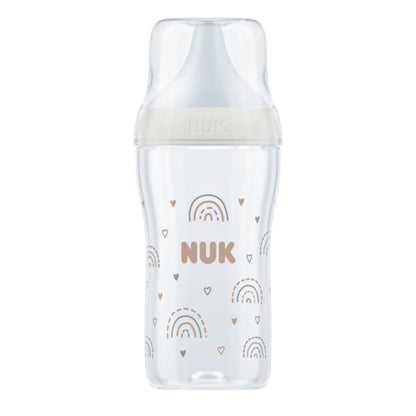 NUK Perfect Match Babyflaschen 3er-Set, 260ml Anti-Colic, mit Temperature Control Grau/Weiss