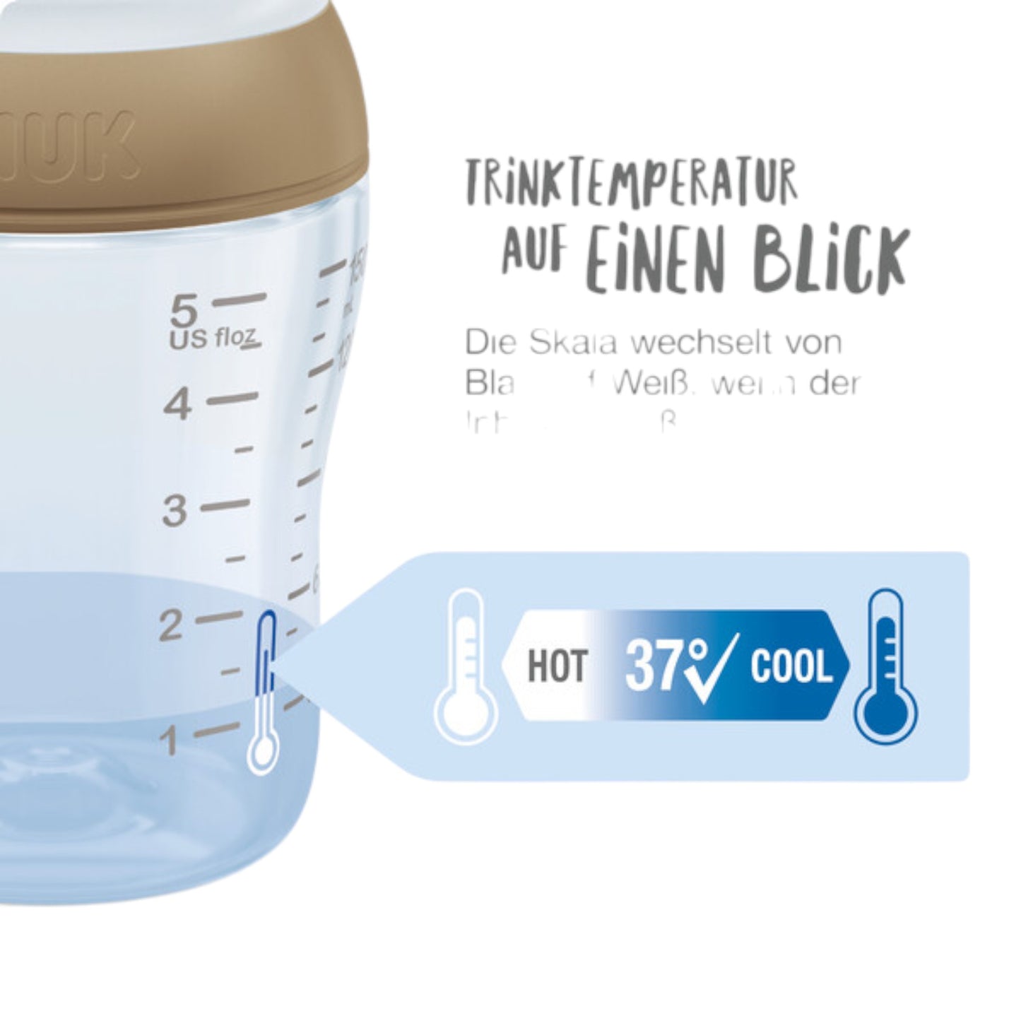 NUK Perfect Match Babyflaschen 3er-Set, 260ml Anti-Colic, mit Temperature Control Grau/Weiss