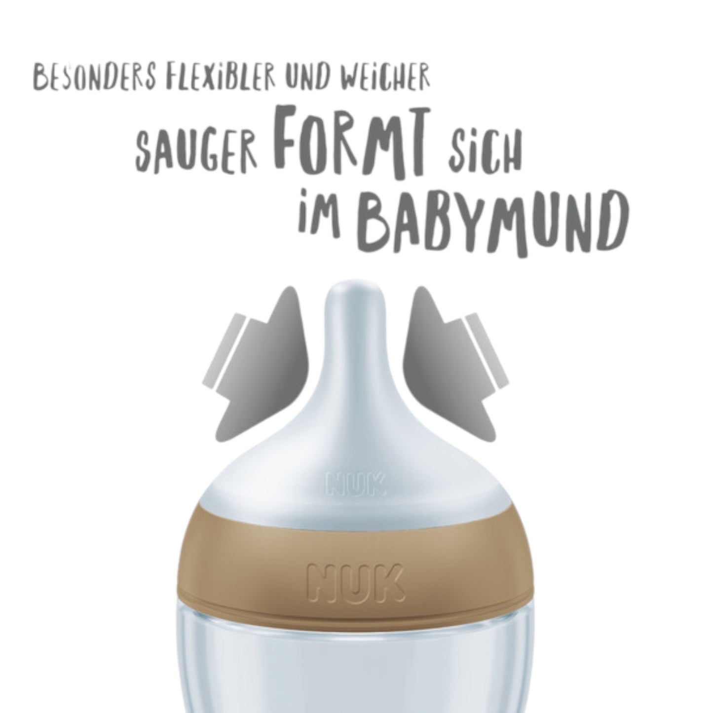 NUK Perfect Match Babyflaschen 3er-Set, 260ml Anti-Colic, mit Temperature Control Grau/Weiss