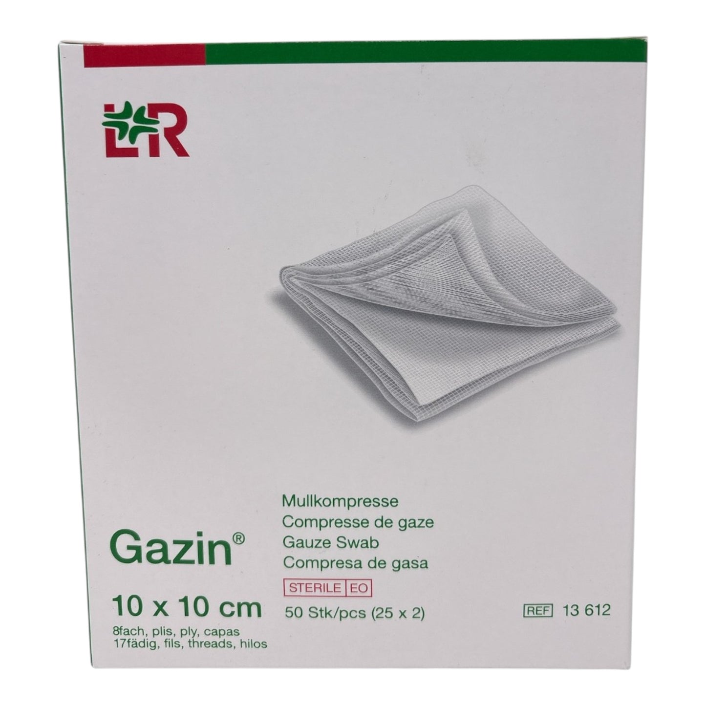 Lohmann & Rauscher Gazin Mullkompresse 10x10cm, STERIL, 8fach (50Stück)