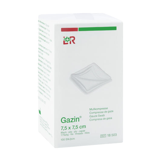 Lohmann & Rauscher Gazin Mullkompresse 7,5 x 7,5cm, 8fach, 17fädig unsteril