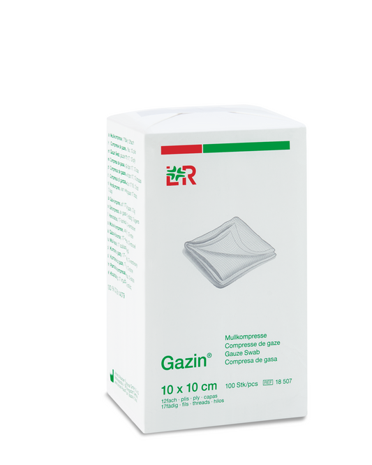 Lohmann & Rauscher Gazin Mullkompresse 10x10cm, 12fach, 17fädig unsteril