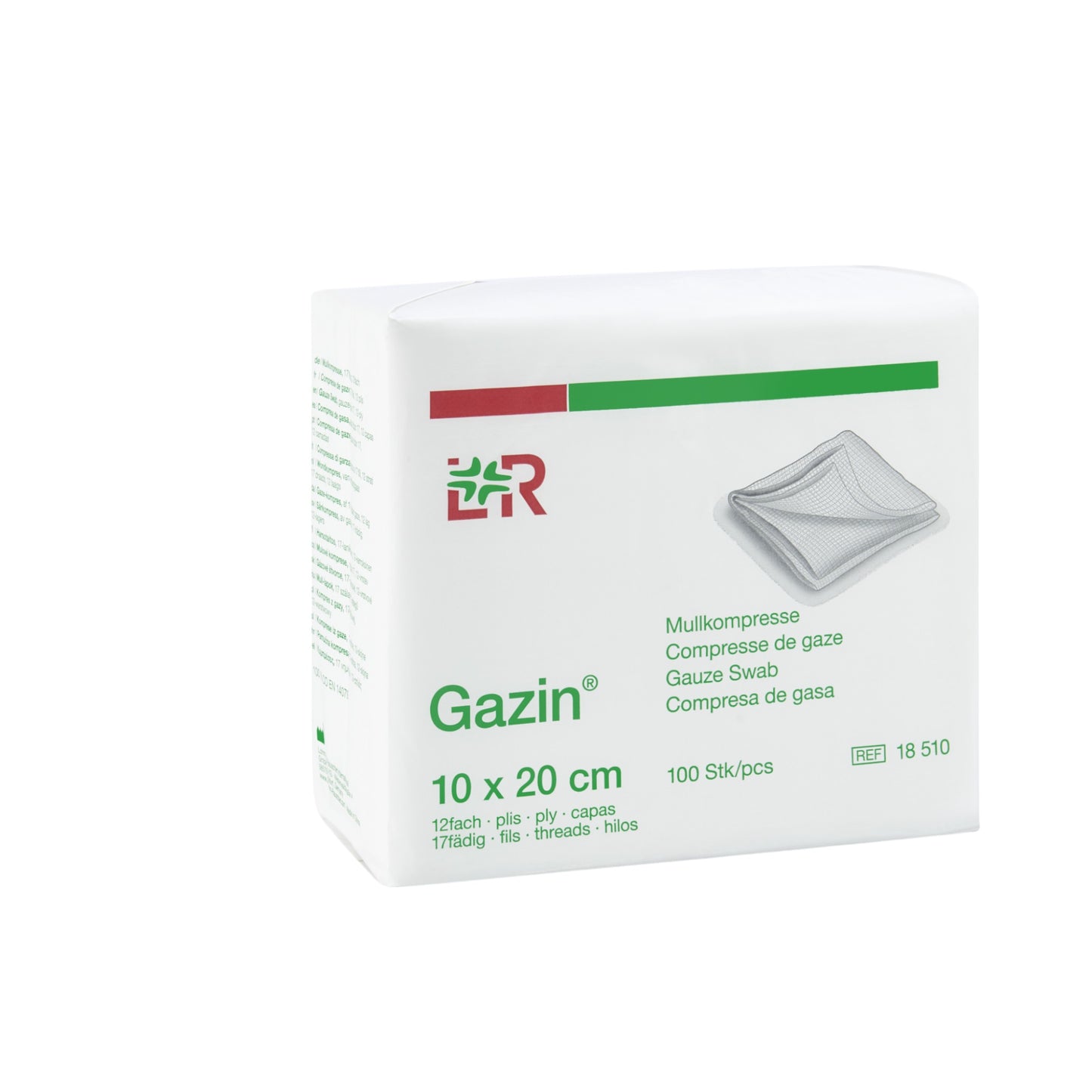 Lohmann & Rauscher Gazin Mullkompresse 10 x 20 cm, 12-fach, 17-fädig unsteril