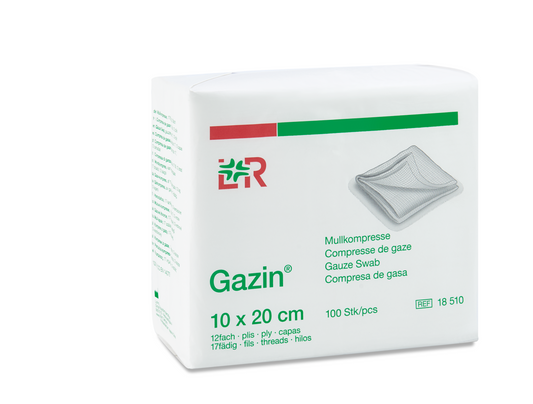 Lohmann & Rauscher Gazin Mullkompresse10x20cm, 12fach, 17fädig unsteril