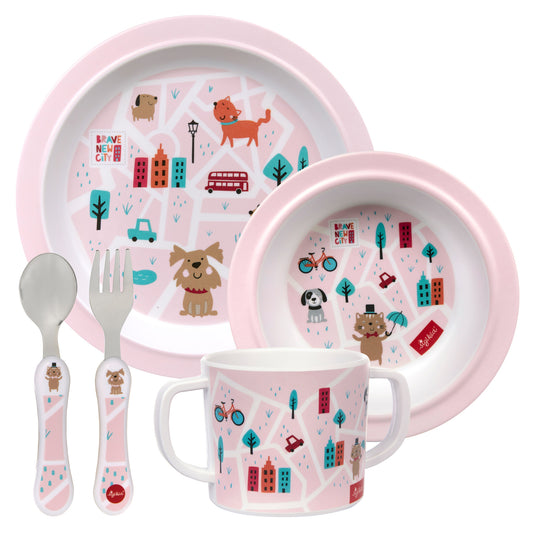 SIGIKID Melamin-Geschirrset Hund Rosa Geschenkset