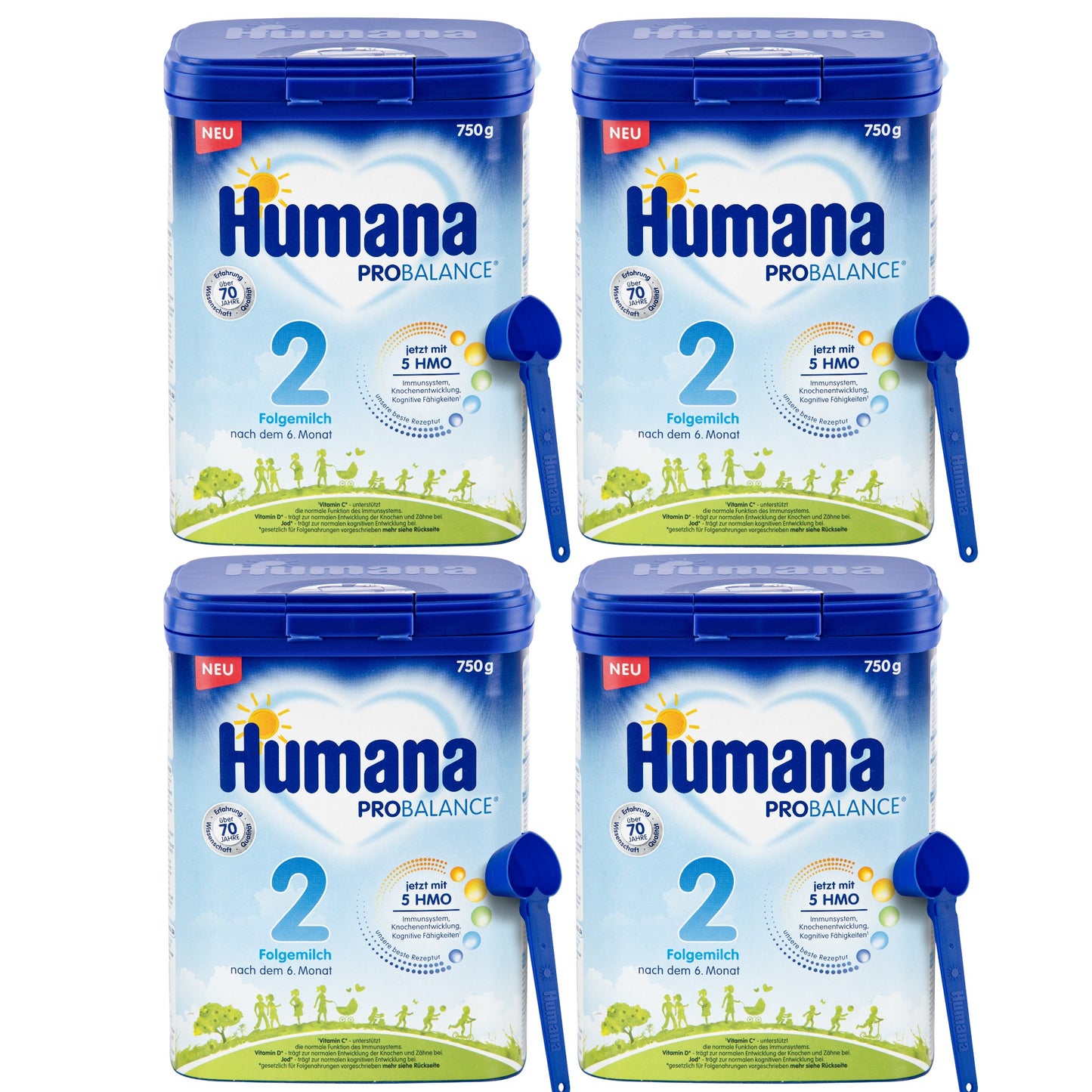 Humana 2 Folgemilch, nach dem 6. Monat, 4 x 750g (3 kg)