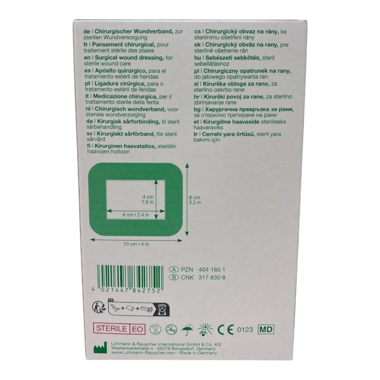 Lohmann & Rauscher Curapor chirurgischer Wundverband STERIL, 10 x 8 cm (50 Stück)