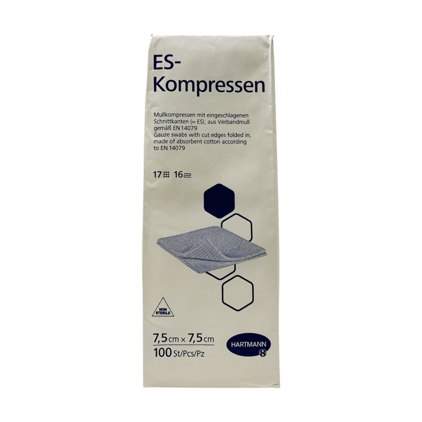 Hartmann ES-Kompressen 7,5cm x 7,5cm 16-fach unsteril 100 Stück