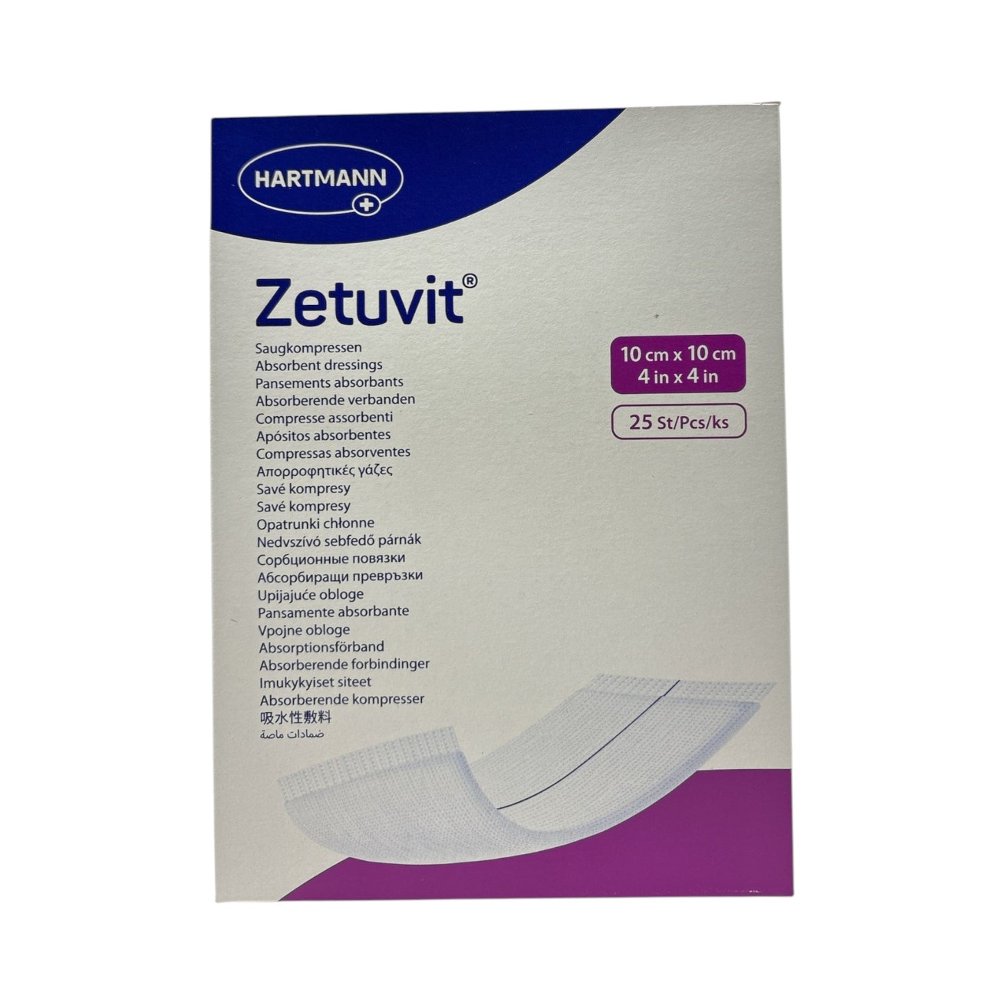 Hartmann Zetuvit Saugkompressen steril, Größe:10 x 10 cm  Inhalt 25 Stück