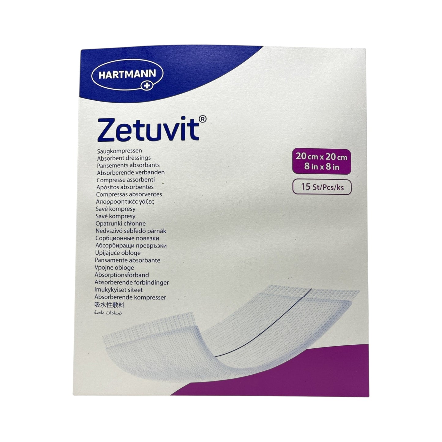 Hartmann Zetuvit Saugkompressen steril, Größe:20 x 20 cm  Inhalt 15 Stück