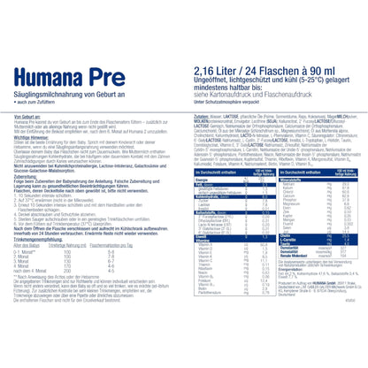 Humana Anfangsmilch PRE trinkfertig 24 x 90ml (2,16l)