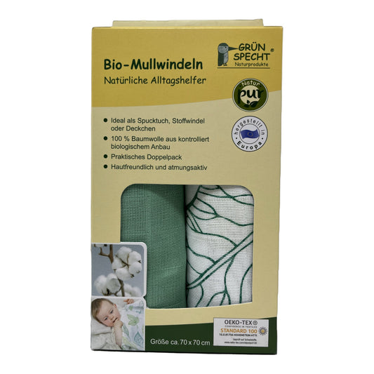 GRÜNSPECHT Bio-Mullwindeln 2er Pack 70 x 70 cm