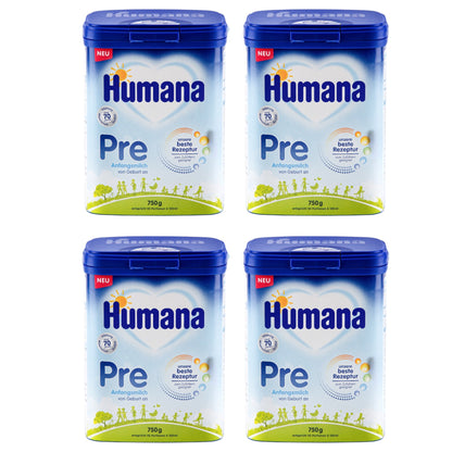 Humana PRE Anfangsmilch, von Geburt an 4 x 750g (3,kg)