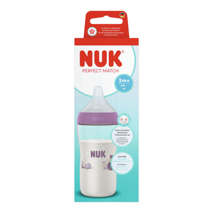 NUK Perfect Match Babyflasche "Nilpferd" 260 ml