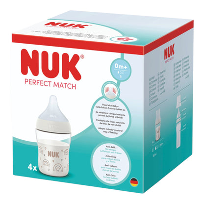 NUK Perfect Match 4er-Babyflaschen-Set "Regenbogen" 150 ml