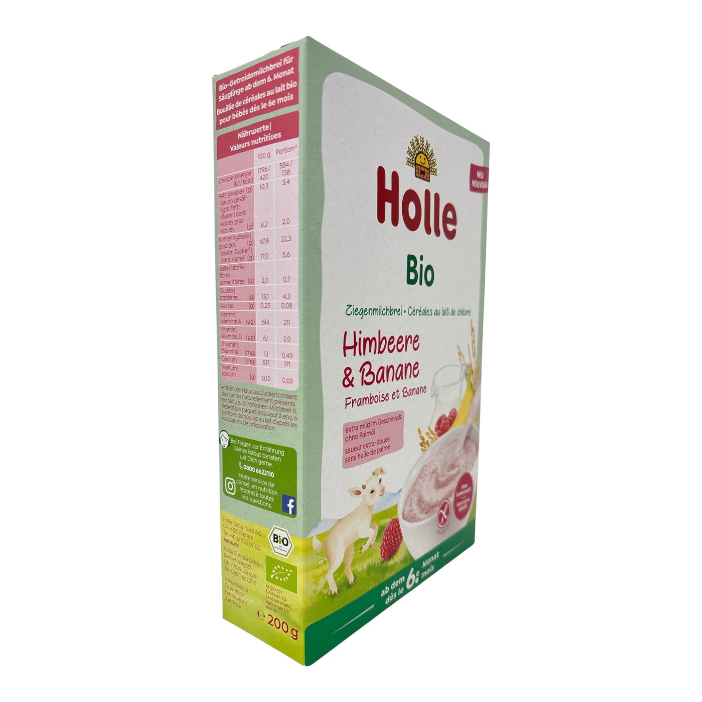 Holle Bio-Milchbrei Himbeere und Banane aus Ziegenmilch 200g