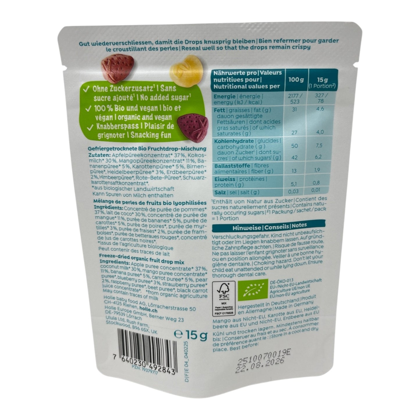 HOLLE Smooties Drops "Fruits Veggies", 15g (ab 3 Jahre)