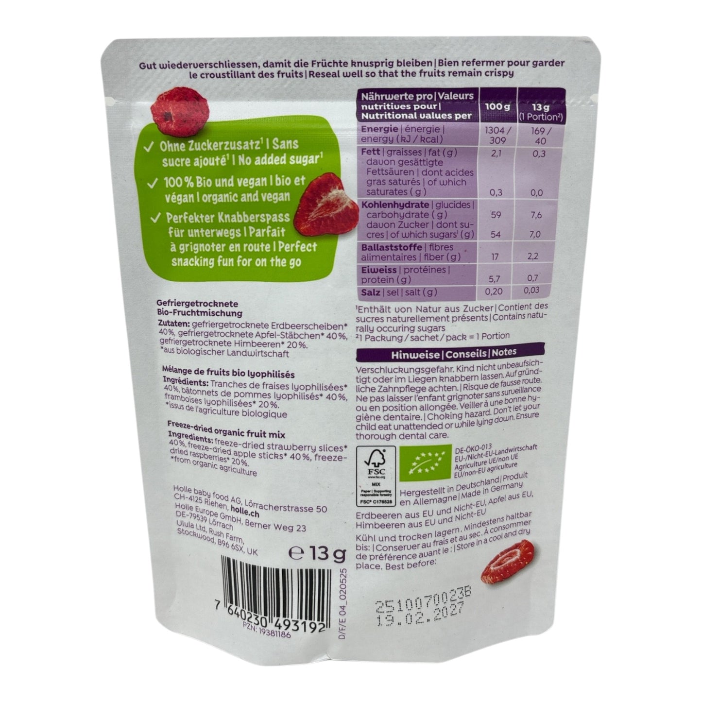 HOLLE Smooties "Fruits Mix", 13g (ab 3 Jahre)